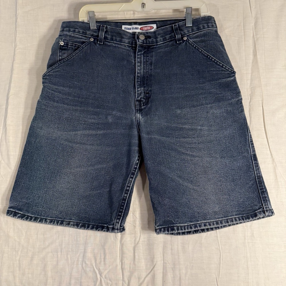 Vintage Faded Glory‎ Mens Cargo Jean Shorts Size 38 Loose Retro 90s Y2K Skater
